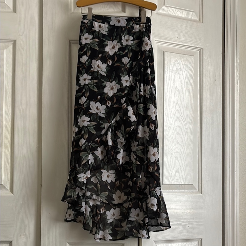 Floral Black Skirt